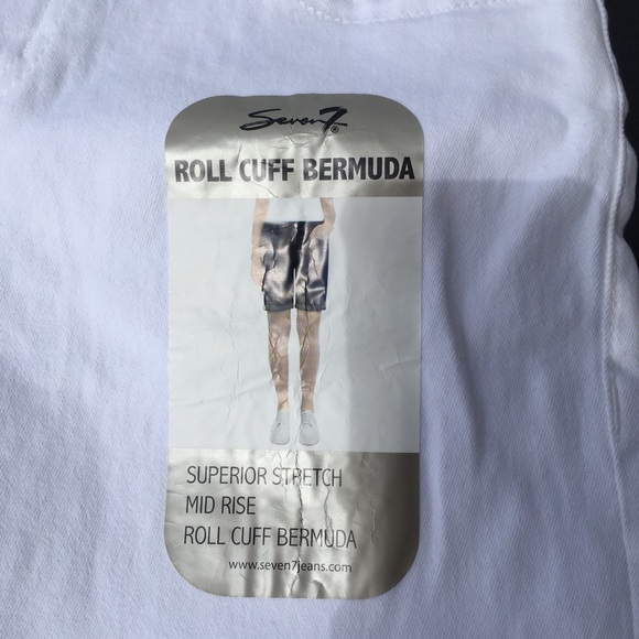 Seven7 by Seven Womens White Denim jeans shorts, NWT, rolled cuffed, size 4 - Picture 4 of 14